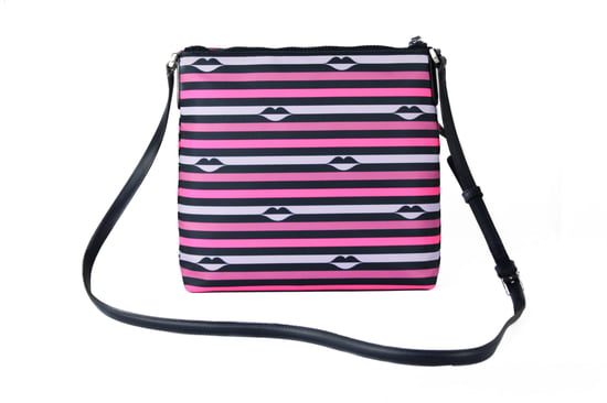 Kate Spade Women's Jae Nylon Leather Flat Pink Striped Multi Crossbody HandBag Purse