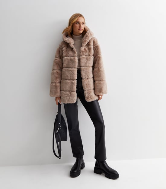 Horizontal Cut Fur Hooded Jacket - Image 3
