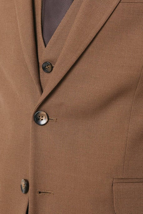 Copper Plain Weave Slim Fit Suit Jacket - Image 5