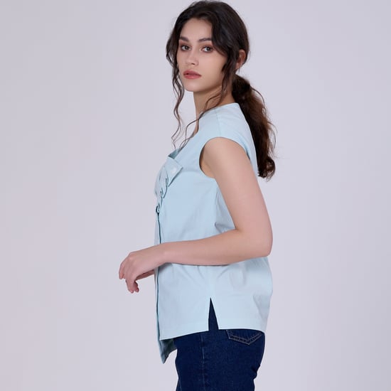 Geplooide asymmetrische top met dubbele borst - Image 5