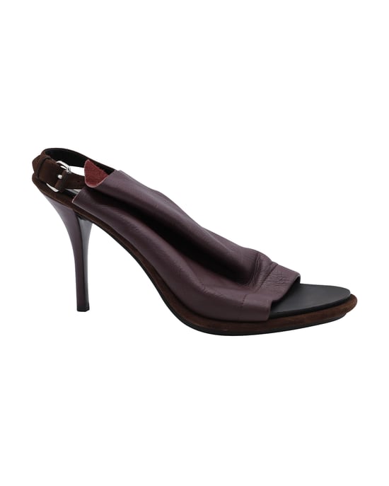 Balenciaga Open Toe Slingback Mules in Bordeaux Leer - Image 1