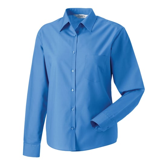 Russell Collection Womens/Ladies Poplin Easy-Care Long-Sleeved Formal Shirt (Corporate Blue) - Image 2