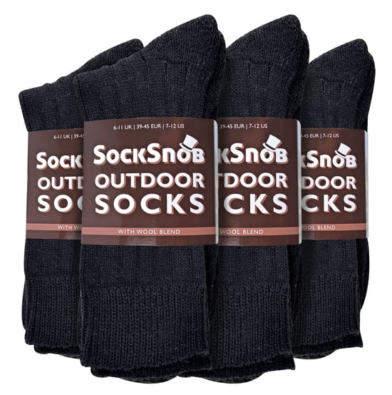 Sock Snob - 12 Pairs Mens Wool Boot Socks for Hiking - Black - Image 2