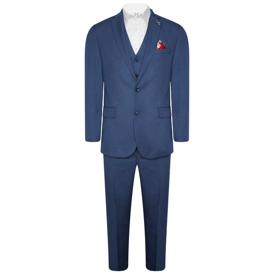 Harry Brown 3 Piece Slim Fit Suit in Blue Plain