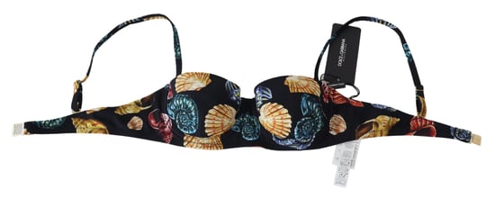 Dolce & Gabbana Black Seashells Print Women's Swimwear Bikini Top