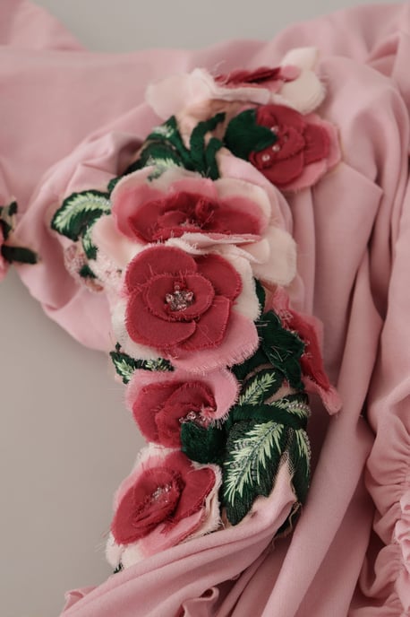 Dolce & Gabbana Roze Bloem Versierde Off-Shoulder Damesjurk - Image 6