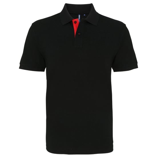 Asquith & Fox Mens Classic Fit Contrast Polo Shirt (Black/ Red)