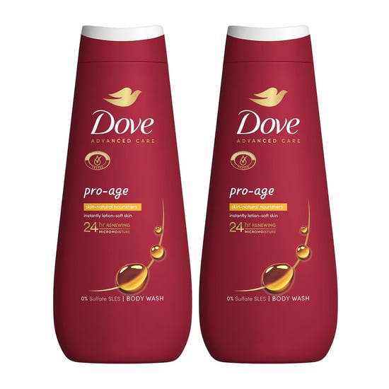 Dove Advanced Care Body Wash Pro Age for 24Hrs Renewing Micromoisture 400ml, 2pk