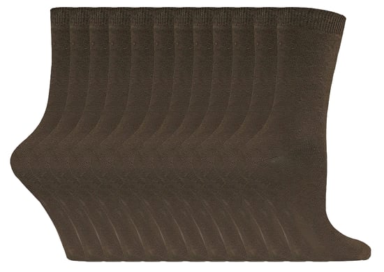 Womens Plain Cotton Rich Socks | 12 Pair Multipack | Sock Snob | Thin Comfy Colourful Crew Ankle Socks for Ladies - Light Brown - Image 1