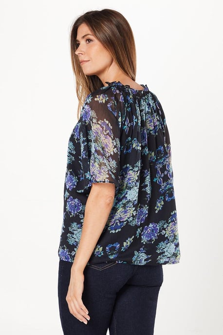 Multi Floral Open Neck Top