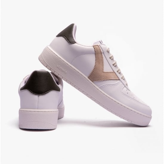 MADRID CONTRAST FAUX LEATHER Womens Trainers Taupe