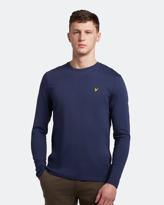 Lyle & Scott Plain Long Sleeve T-Shirt in Navy - Image 1