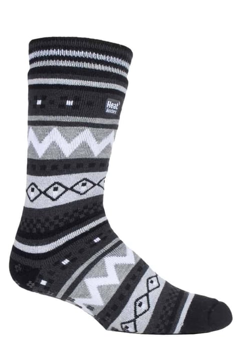 Mens Nordic Patterned Non Slip Thermal Slipper Socks with Grippers - Image 1