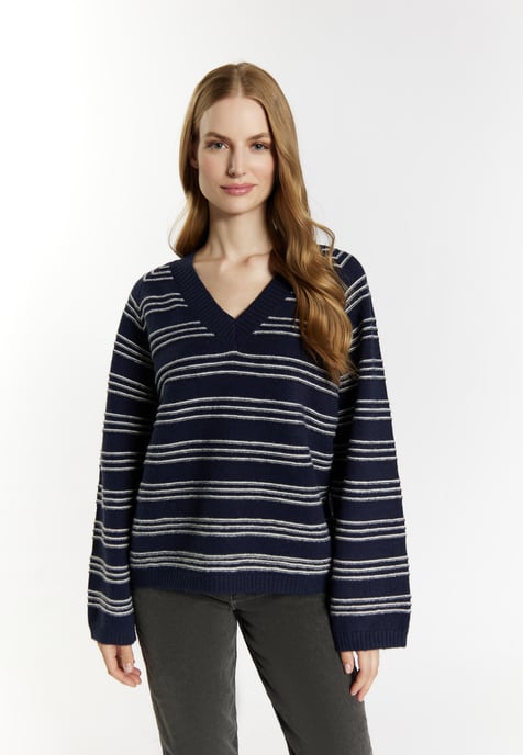 Dreimaster Knitted pullover women marine wool white - Image 3
