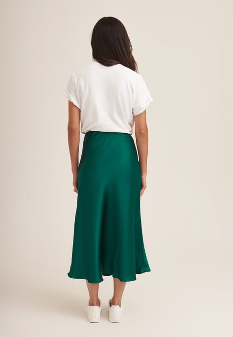 Satin Bias Cut Midi Skirt