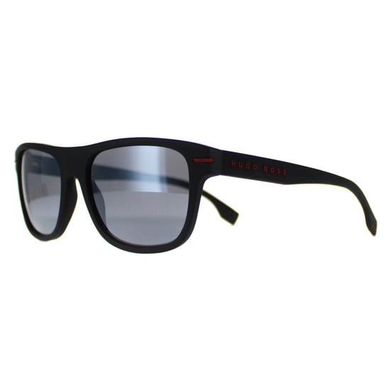 Hugo Boss Rectangle Mens Matte Black Red Silver Mirror BOSS 1322/S