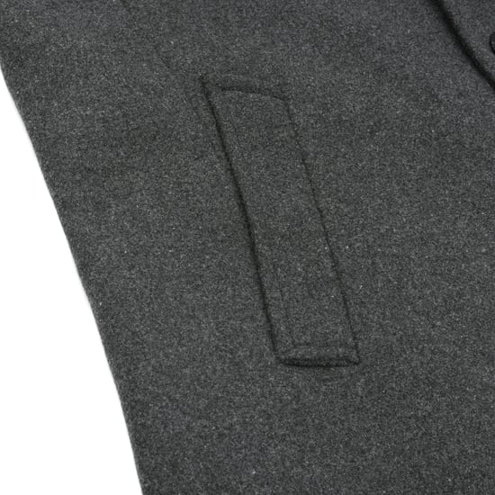 Men's Wool Long Slim Fit Stand-Up Collar Business Coat for Winter Grey