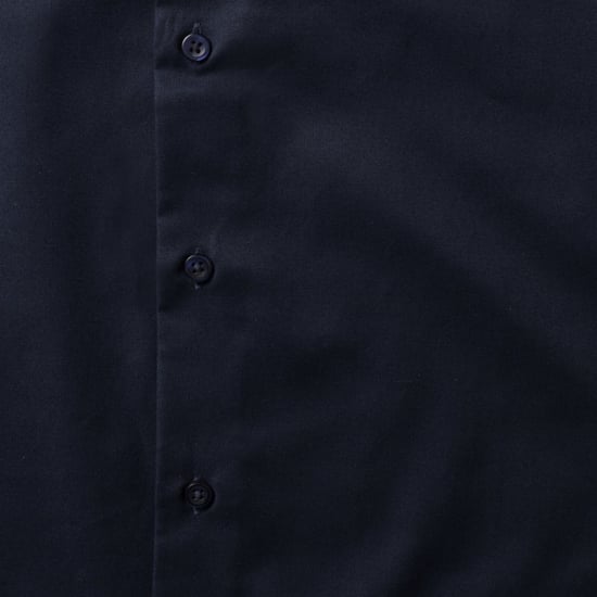 Russell Collection Mens Long Sleeve Easy Care Tailored Oxford Shirt (Bright Navy) - Image 3