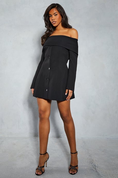 Tailored Bardot Blazer Dress