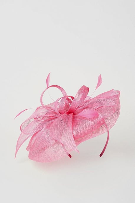Coast Pink Fascinator 100 Percent Abaca Bow Feather Womens Formal Headpiece - Image 2