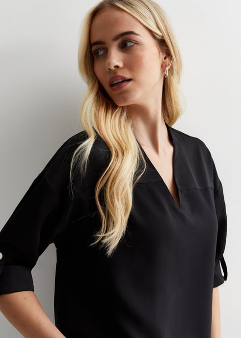 V Neckline Button Up Oversized Top