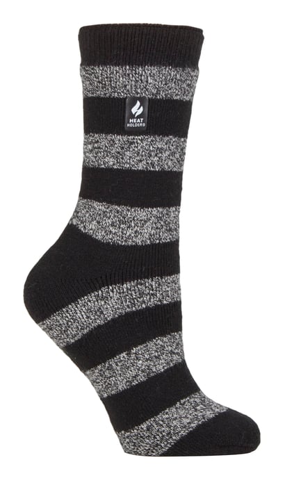 Heat Holders Lite - Womens Insulated Thermal Socks | Multiple Designs Including Argyle Stripes Hearts Stars | Warm Socks for Winter - Black / White (Bologna) - Image 1