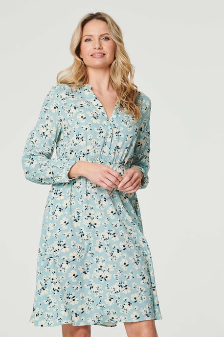 Light Green Ditsy Floral Knee Length Dress