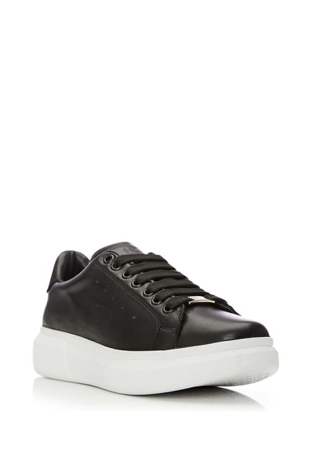 'Bridgette' Black Leather Trainers