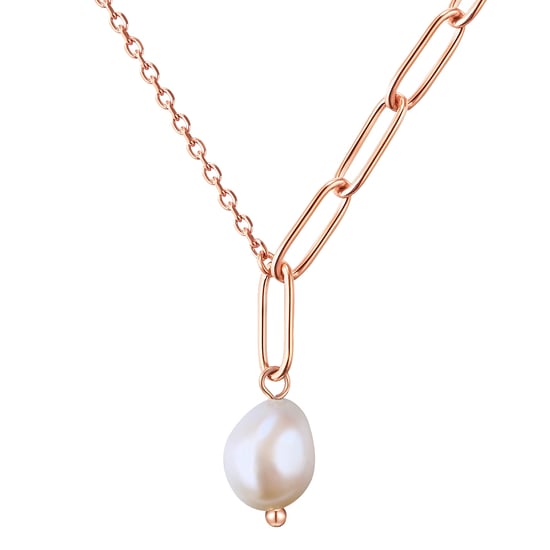Necklace stainless steel rose gold freshwater cultured pearl white Valero Pearls - Image 1