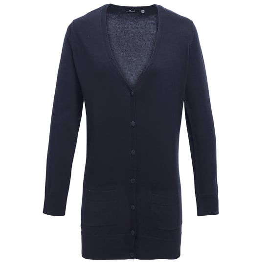 Premier Dames/Dames Longline V Hals Gebreid Vest (Marine) - Image 1