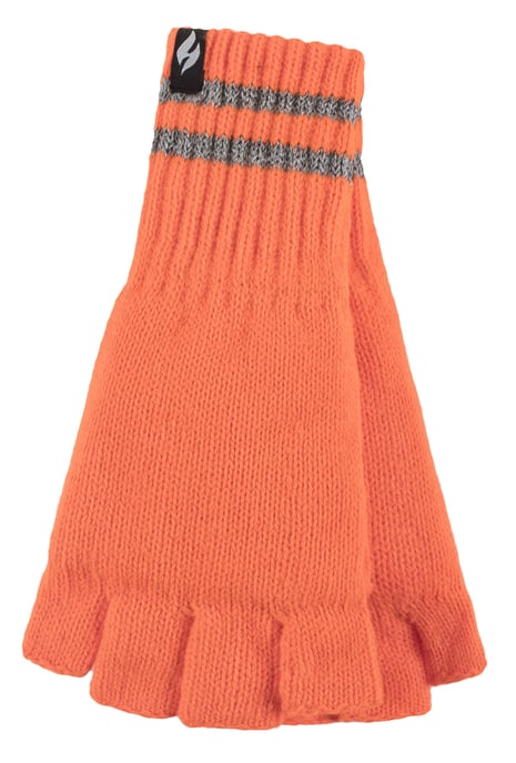 Stickade fingerlösa reflekterande handskar för herrar för vinter | värmehållare | termiska Hi Viz arbetshandskar - Orange - Image 1