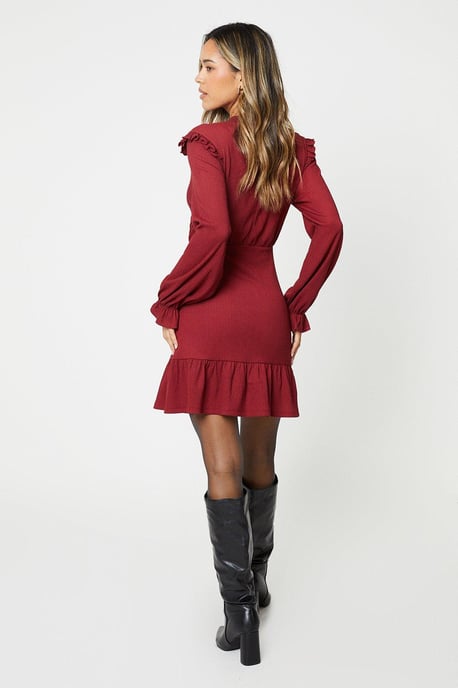 Berry Frill Hem Mini Dress