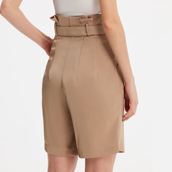Bermudashorts med hög midja och veck - Image 3