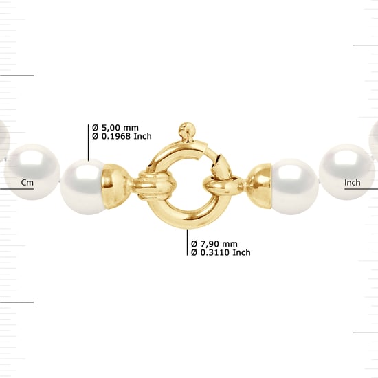 DIADEMA - Bracelet - Real Freshwater Pearls - White - Yellow Gold