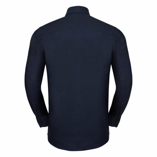 Russell Collection Mens Long Sleeve Easy Care Tailored Oxford Shirt (Bright Navy)