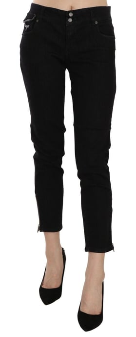 John Galliano Vrijetijdspantalon, zwart, met midden taille en geknipte zoom. - Image 1