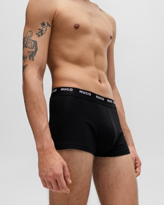 HUGO 5-Pack Mens Stretch-Cotton Trunks with Logo Waistbands NOS