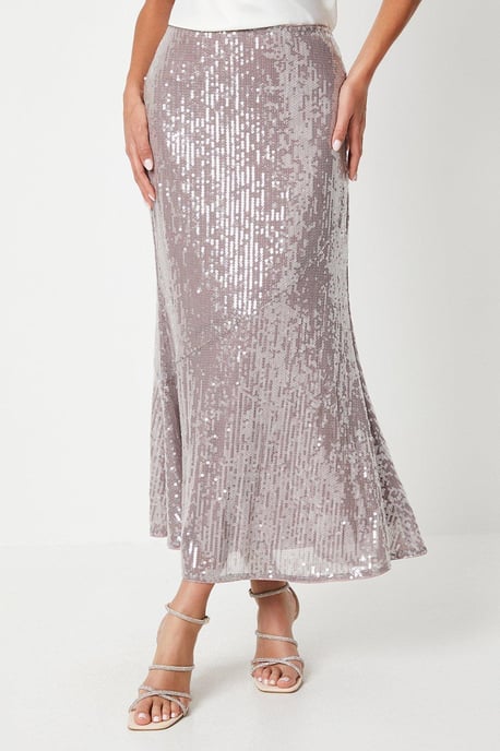 Sequin Midi Slip Skirt