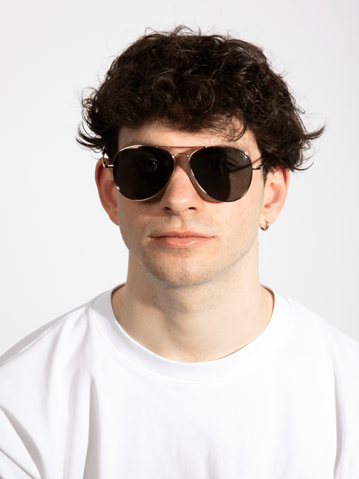 Gold Frame Aviators with Khaki Lenses