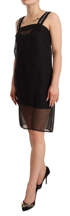 Dolce & Gabbana Dames Zwarte Zijden Stretch Kristallen Sheath Mini-jurk - Image 2