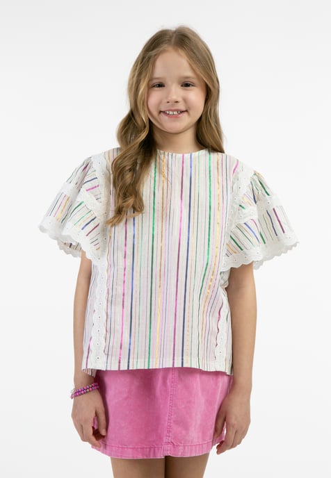 Mymo Blouse top Meisje Witte veelkleurige strepen - Image 3