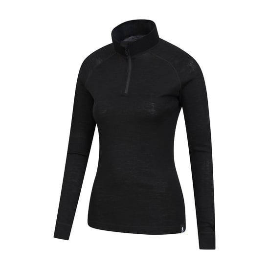 Mountain Warehouse Womens/Ladies Merino Wool Zip Neck Thermal Top (Black)