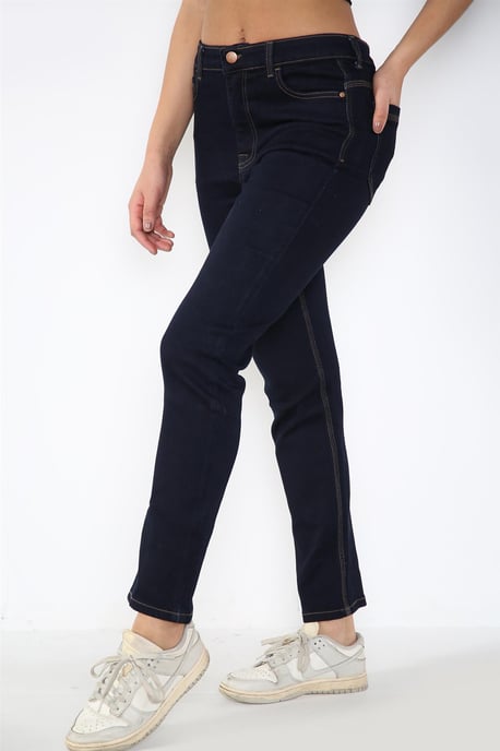 Ladies Magic Shaping High Waisted Straight Leg Jeans in Indigo Blue - Image 3