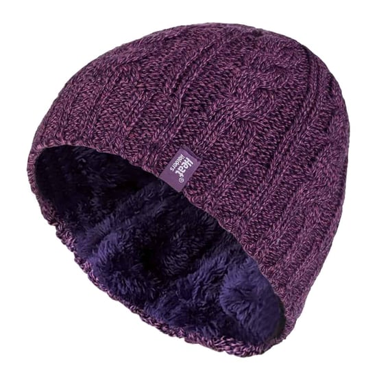Women's Thermal Fleece Lined Cable Knit Winter Hat - Image 1