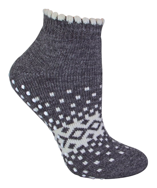 Sock Snob - Ladies / Womens Thermal Low Cut Wool Non Slip Ankle Slipper Socks - Charcoal - Image 1