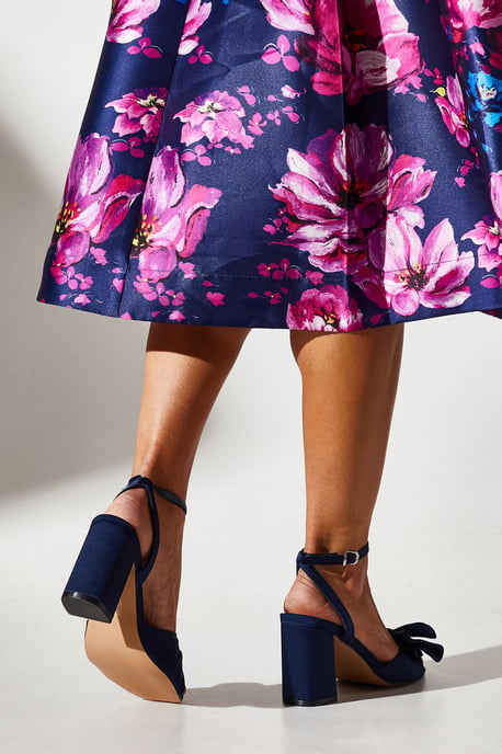 Tina Satin Soft Ruffle High Block Heel Sandals
