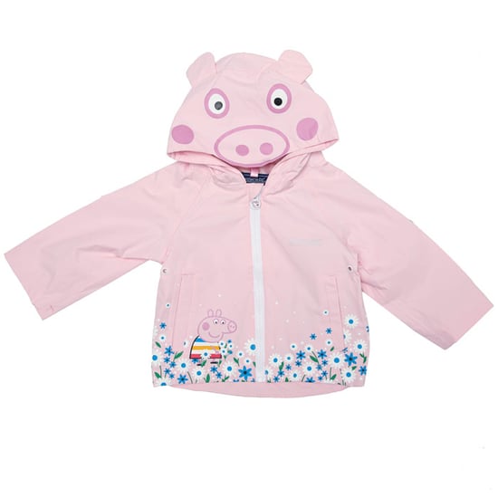 Girl's Regatta Baby Peppa Pig Waterproof Animal Hood Jacket in Pink - Image 1