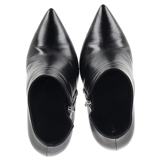 Saint Laurent Pyramid-Heeled Ankle Boots in Black Leather - Image 3