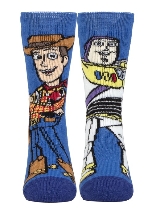 Kids Toy Story Thermal Socks | Heat Holders | Winter Novelty Socks for Boys & Girls | Woody & Buzz, Jessie & Bullseye - Woody & Buzz - Image 1
