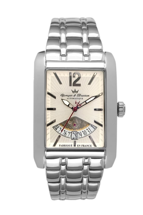 Yonger Silver Stainless Steel White Dial Watch